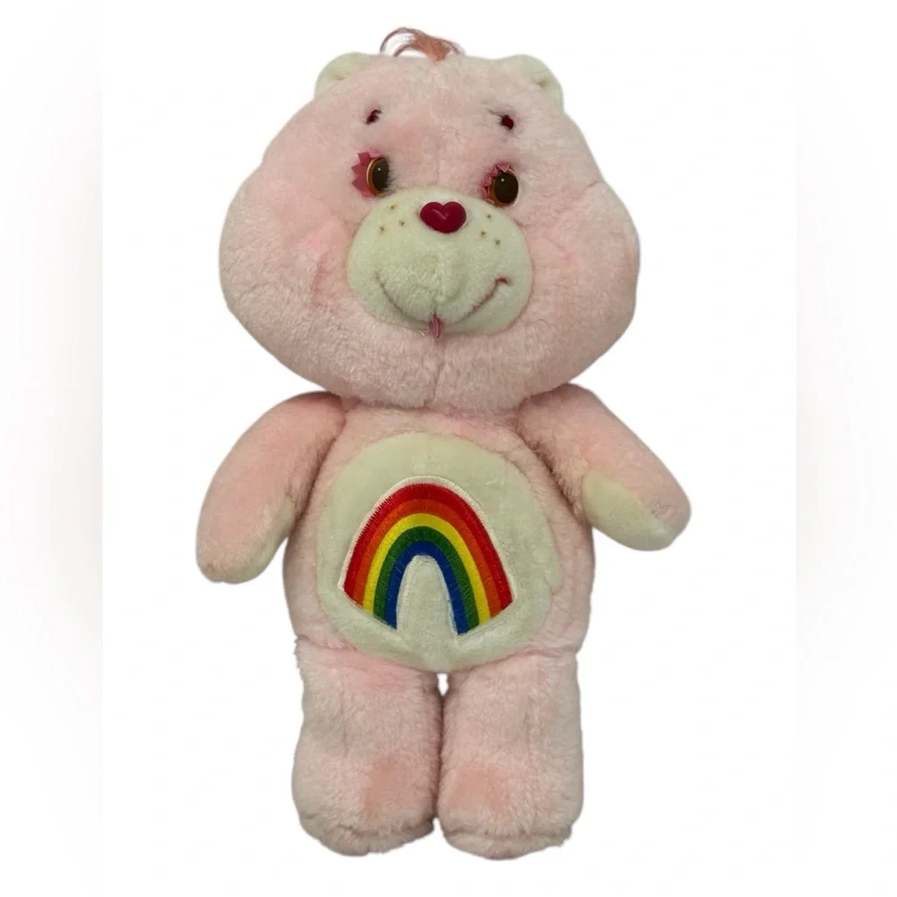 Vintage 1983 Kenner Care Bears Cheer Bear Pink Rainbow Plush Stuffed Animal 13